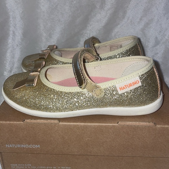 NWT NATURINO CLARIES 2 Glittered leather ballerinas in Platinum - Picture 12 of 15
